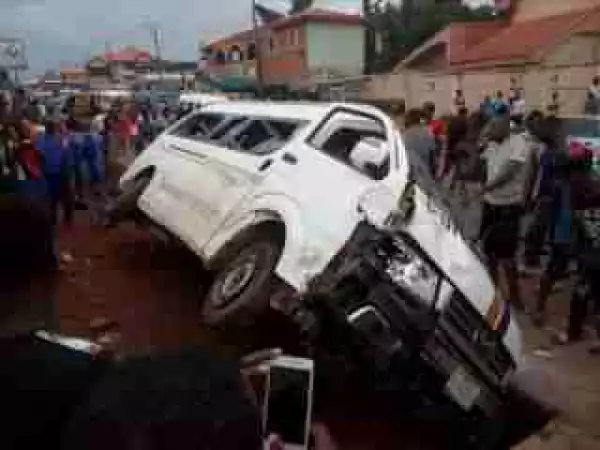 Peace Mass Bus Crushes Man To Death In Enugu (Photos)
